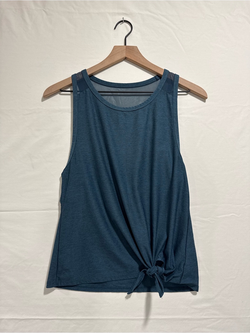 Reebok Teal Tie Front Workout Tank Top Mesh Back Size Small